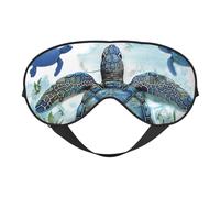 Masque de sommeil occultant avec sangle réglable, convient pour l'heure du coucher et les voyages Motif tortue de mer Bleu