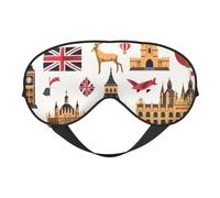 Masque de sommeil occultant avec sangle réglable et symboles de l'Angleterre pour femme, convient pour l'heure du coucher et les voyages