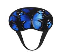 Masque de sommeil occultant bleu foncé avec papillons - Masque doux et réglable pour bloquer complètement la lumière, sommeil profond, voyage et relaxation