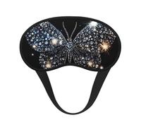 Masque de sommeil occultant en forme de papillon avec strass - Masque doux réglable pour bloquer complètement la lumière, sommeil profond, voyage et relaxation