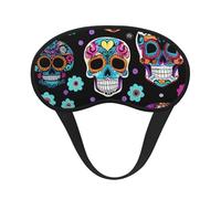 Masque de sommeil occultant en forme de tasse avec imprimé crâne en sucre pour homme et femme