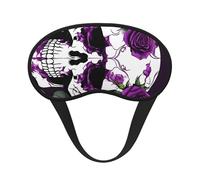 Masque de sommeil occultant en forme de tasse avec imprimé squelette de rose violette pour hommes et femmes