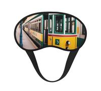 Masque de sommeil occultant en forme de tasse avec motif de tramway de Lisbonne, pour hommes et femmes