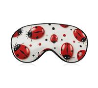 Masque de sommeil occultant en tissu ventilé avec motif coccinelle rouge, style de port réglable, masque de sommeil sans pression, doux pour la peau, pour homme et femme