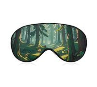 Masque de sommeil occultant enchanted Wilderness Fantasy sur vert foncé, tissu ventilé, style de port réglable, masque de sommeil zéro pression, doux pour la peau, pour homme et femme