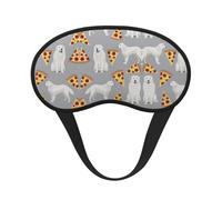 Masque de sommeil occultant et léger avec motif de pizza et de chien des Pyrénées, avec bande élastique, idéal pour les jeux, les fêtes, le sommeil et les voyages