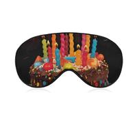Masque de sommeil occultant « Happy Birthday Big Cake », tissu ventilé, style de port réglable, masque de sommeil sans pression, doux pour la peau, pour homme et femme