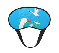 Masque de sommeil occultant Happy White Goose en polyester doux, anti-lumière, élégant, convient pour les hommes et les femmes, pour le travail quotidien et les voyages en plein air.