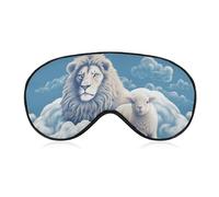 Masque de sommeil occultant Lamb with A Lion on the Clouds - Tissu ventilé - Style réglable - Zéro pression - Doux pour la peau - Pour homme et femme