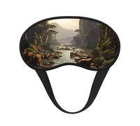 Masque de sommeil occultant montagnes et rivières, polyester doux, anti-lumière, élégant, convient pour les hommes et les femmes, pour le travail quotidien et les voyages en plein air.