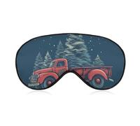 Masque de sommeil occultant motif camion rouge avec arbre de Noël, tissu ventilé, style de port réglable, masque de sommeil sans pression, doux pour la peau, pour homme et femme