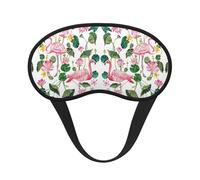 Masque de sommeil occultant motif flamant rose et feuilles rondes - Couverture des yeux pour dormeur latéral, doux et confortable, parfait pour les voyages, la méditation