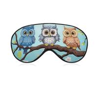 Masque de sommeil occultant motif hiboux sur une branche, tissu ventilé, style de port réglable, masque de sommeil sans pression, doux pour la peau, pour homme et femme