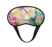 Masque de sommeil occultant motif libellule à l'huile - Masque doux réglable pour bloquer complètement la lumière, sommeil profond, voyage et relaxation