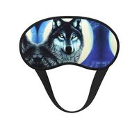 Masque de sommeil occultant motif loup sous la lune - Couvre-yeux confortable, réglable, parfait pour les voyages, la méditation et le camping