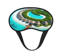 Masque de sommeil occultant motif paysage des Maldives, polyester doux, anti-lumière, élégant, convient pour les hommes et les femmes, pour le travail quotidien et les voyages en plein air.