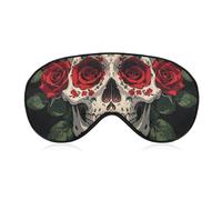 Masque de sommeil occultant motif squelette rose rouge, tissu ventilé, style de port réglable, masque de sommeil zéro pression, doux pour la peau, pour homme et femme