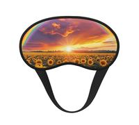 Masque de sommeil occultant motif tournesol et nuage arc-en-ciel - Masque doux réglable pour bloquer complètement la lumière, sommeil profond, voyage et relaxation