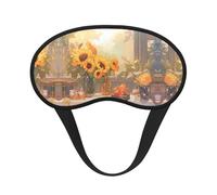 Masque de sommeil occultant motif tournesols sous le rebord de la fenêtre avec bande élastique qui s'adapte à toutes les formes de tête, idéal pour les voyages, le bureau et le travail de nuit