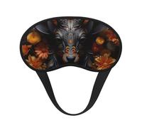 Masque de sommeil occultant noir antilope avec fleurs, polyester doux, anti-lumière, élégant, convient pour les hommes et les femmes, pour le travail quotidien et les voyages en plein air.