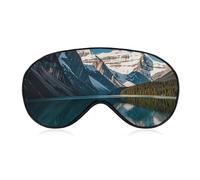Masque de sommeil occultant Panorama of The Lake Louise Mountains, tissu ventilé, style de port réglable, masque de sommeil sans pression, doux pour la peau, pour homme et femme