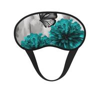 Masque de sommeil occultant pour homme et femme - Motif fleur et papillon - Gris sarcelle - Pour dormir sur le côté - Masque de sommeil sans pression - Doux et respirant - Confortable - Pour dormir la