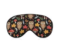 Masque de sommeil occultant pour sieste de voyage, motif hiboux floraux et feuilles d'automne, champignon, bandeau pour les yeux, masque de sommeil sans pression