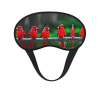 Masque de sommeil occultant rouge avec imprimé oiseaux mignons - Couverture des yeux pour dormeur latéral, doux et confortable, parfait pour les voyages, la méditation