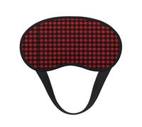 Masque de sommeil occultant rouge et noir à carreaux de buffle imprimé - Masque contour des yeux - Parfait pour les voyages, la méditation et une utilisation de nuit