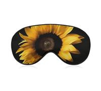 Masque de sommeil occultant tournesol sur fond noir, tissu ventilé, style de port réglable, masque de sommeil sans pression, doux pour la peau, pour homme et femme
