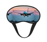 Masque de sommeil occultant unisexe avec imprimé avion dans les lumières du soir, masque de sommeil confortable pour voyage, méditation, sommeil
