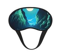 Masque de sommeil occultant Water Moon Cave en polyester doux, anti-lumière, élégant, convient pour les hommes et les femmes, pour le travail quotidien et les voyages en plein air.