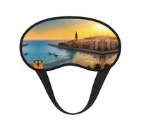 Masque de sommeil opaque avec imprimé coucher de soleil à Barcelone - Bloque la lumière - Confortable - Idéal pour les voyages, le camping, la méditation et le yoga