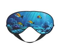 Masque de sommeil paisible avec imprimé paysage sous-marin pour homme et femme - Masque confortable pour les yeux pour les voyages, la sieste et le sommeil nocturne