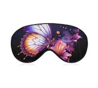 Masque de sommeil papillon violet pour homme et femme avec sangle réglable - Masque occultant doux et respirant - Antidérapant - Essentiels de voyage