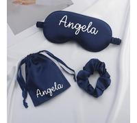Masque De Sommeil Personnalisé, Masques Pour Les Yeux En Satin Soyeux Pour Femmes, Cadeau Pour Demoiselles D'honneur, Cadeaux Pour Pyjamas Et Peignoirs, Cadeaux De Mariage Personnalisés(Dark Blue)