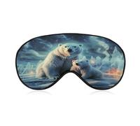 Masque de sommeil Polar Bears Northern Lights Masque de sommeil bloquant la lumière Polar Bears Northern Lights, cache-yeux avec sangle réglable