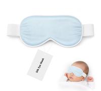 Masque de Sommeil pour Bébé en Soie, Cache-œil Bébé Bleu | Double Face, Attaches Ajustables, Pont Nasal Ergonomique, Confort Doux et Photothérapie Style Aléatoire