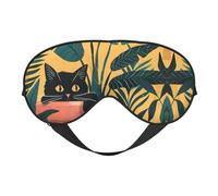 Masque de sommeil pour chat caché dans des plantes en pot, masque de sommeil double face, masque de sommeil pour homme et femme, masque occultant pour dormir, voyage