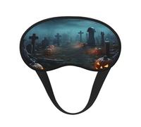 Masque de sommeil pour dormir sur le côté, en soie, avec sangle élastique, super doux, motif citrouille d'horreur, cimetière, bandeau occultant pour femmes et hommes, voyage