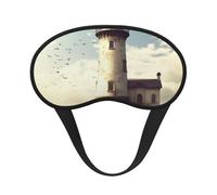Masque de sommeil pour dormir sur le côté, en soie, avec sangle élastique, super doux, motif phare ancien, occultant, pour femmes et hommes, idéal pour les voyages