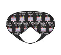 Masque de sommeil pour gâteau d'anniversaire « Aujourd'hui est mon jour », masque de nuit, masque de blocage de la lumière, bandeau pour les yeux, cache-yeux doux sans pression avec sangle élastique