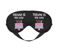 Masque de sommeil pour gâteau d'anniversaire « Aujourd'hui est mon jour », masque de nuit, masque de blocage de la lumière, bandeau pour les yeux, cache-yeux doux sans pression avec sangle élastique