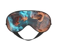 Masque de sommeil pour homme et femme - Dragon bleu et tigre blanc réglable avec boucle douce - Masque de sommeil occultant pour homme et femme - Bandeau amusant pour jeux de fête
