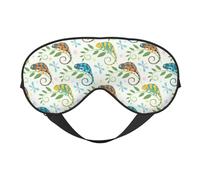 Masque de sommeil pour homme et femme - Masque de sommeil doux et coloré avec motif caméléon et libellule - Masque de sommeil occultant à boucle réglable pour homme et femme - Bandeau amusant pour