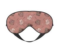 Masque de sommeil pour homme et femme - Masque de sommeil doux pour les yeux de chat de dessin animé mignon version Q, masque de sommeil occultant à boucle réglable pour homme et femme, bandeau
