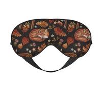 Masque de sommeil pour homme et femme - Masque de sommeil pour homme et femme - Motif de cerf brodé, renard, feuille d'érable et boucle réglable - Masque de sommeil doux pour homme et femme - Bandeau