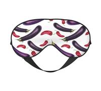 Masque de sommeil pour homme et femme - Masque de voyage doux à imprimé aubergine piment, masque de sommeil occultant à boucle réglable pour homme et femme, bandeau amusant pour jeux de fête