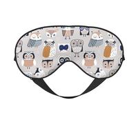 Masque de sommeil pour homme et femme - Masque de voyage doux et insolite avec motif hibou gris - Masque de sommeil occultant à boucle réglable pour homme et femme - Bandeau amusant pour jeux de fête