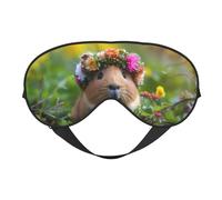 Masque de sommeil pour homme et femme - Masque de voyage doux pour les yeux avec couronne de fleurs, cochon d'Inde, masque de sommeil occultant, boucle réglable pour homme et femme, bandeau amusant